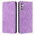 For Samsung Galaxy S24 5G Ethnic Embossed Adsorption Leather Phone Case(Purple)