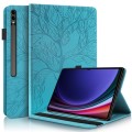 For Samsung Galaxy Tab S9 Ultra Life Tree Series Horizontal Flip Leather Tablet Case(Lake Blue)