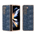 For Samsung Galaxy Z Fold5 Sky Series Nano Electroplating Genuine Leather Phone Case(Blue)