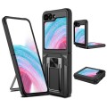 For Samsung Galaxy Z Flip5 2 in 1 Holder Magnetic Armor Shockproof Phone Case(Black)