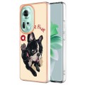 For OPPO Reno11 5G Global Electroplating Marble Dual-side IMD Phone Case(Lucky Dog)