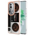 For OPPO Reno11 Pro 5G Global Electroplating Marble Dual-side IMD Phone Case(Retro Radio)