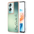 For OPPO A79 5G Global Electroplating Marble Dual-side IMD Phone Case(Smile)