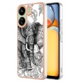 For Xiaomi Redmi 13C 4G Electroplating Marble Dual-side IMD Phone Case(Totem Elephant)