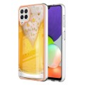 For Samsung Galaxy A22 4G EU Version Electroplating Marble Dual-side IMD Phone Case(Draft Beer)