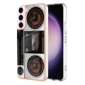 For Samsung Galaxy S22 5G Electroplating Marble Dual-side IMD Phone Case(Retro Radio)