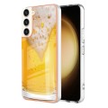 For Samsung Galaxy S22+ 5G Electroplating Marble Dual-side IMD Phone Case(Draft Beer)