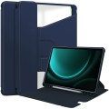 For Samsung Galaxy Tab S9 FE+ 360 Rotation Transparent Smart Leather Case(Dark Blue)