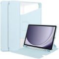 For Samsung Galaxy Tab A9+ 360 Rotation Transparent Smart Leather Case(Sky Blue)