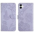 For Samsung Galaxy A05 Skin Feel Butterfly Embossed Flip Leather Phone Case(Purple)