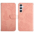 For Samsung Galaxy A15 Skin Feel Butterfly Embossed Flip Leather Phone Case(Pink)