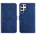 For Samsung Galaxy S24 Ultra 5G Skin Feel Butterfly Embossed Flip Leather Phone Case(Blue)