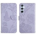 For Samsung Galaxy S24+ 5G Skin Feel Butterfly Embossed Flip Leather Phone Case(Purple)