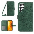 For Samsung Galaxy S24 Ultra 5G Skin Feel Sun Flower Embossed Flip Leather Phone Case with Lanyard(G