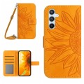 For Samsung Galaxy S24+ 5G Skin Feel Sun Flower Embossed Flip Leather Phone Case with Lanyard(Yellow