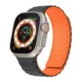 For Apple Watch Ultra 49mm Magnetic Loop Silicone Watch Band(Black Orange)