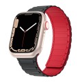 For Apple Watch 8 41mm Magnetic Loop Silicone Watch Band(Black Red)