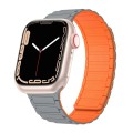 For Apple Watch 8 41mm Magnetic Loop Silicone Watch Band(Grey Orange)