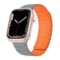 For Apple Watch 7 45mm Magnetic Loop Silicone Watch Band(Grey Orange)