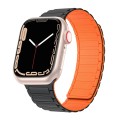 For Apple Watch 6 44mm Magnetic Loop Silicone Watch Band(Black Orange)