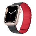 For Apple Watch 9 45mm Magnetic Loop Silicone Watch Band(Black Red)