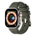 For Apple Watch Ultra 49mm Double Ring Silicone Watch Band(Dark Green)