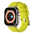 For Apple Watch 6 44mm Double Ring Silicone Watch Band(Fluorescent Green)