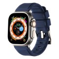 For Apple Watch 4 44mm Double Ring Silicone Watch Band(Dark Blue)