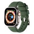 For Apple Watch 3 42mm Double Ring Silicone Watch Band(Army Green)