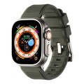 For Apple Watch Ultra 2 49mm Double Ring Silicone Watch Band(Dark Green)