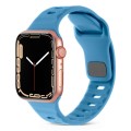 For Apple Watch Ultra 49mm Square Buckle Stripes Silicone Watch Band(Blue)