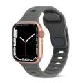 For Apple Watch Ultra 49mm Square Buckle Stripes Silicone Watch Band(Dark Grey)