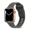 For Apple Watch Ultra 49mm Square Buckle Stripes Silicone Watch Band(Dark Green)