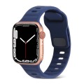 For Apple Watch Ultra 49mm Square Buckle Stripes Silicone Watch Band(Dark Blue)