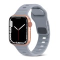 For Apple Watch 8 41mm Square Buckle Stripes Silicone Watch Band(Light Grey)