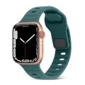 For Apple Watch SE 2022 40mm Square Buckle Stripes Silicone Watch Band(Pine Green)