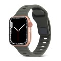 For Apple Watch 7 41mm Square Buckle Stripes Silicone Watch Band(Dark Green)