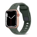 For Apple Watch 7 45mm Square Buckle Stripes Silicone Watch Band(Army Green)