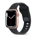 For Apple Watch 3 42mm Square Buckle Stripes Silicone Watch Band(Black)