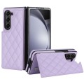For Samsung Galaxy Z Fold5 Rhombic Texture Full Coverage Fold Double Buckle PU Phone Case(Purple)