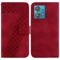 For Motorola Edge 40 Neo 7-shaped Embossed Leather Phone Case(Red)