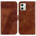 For Motorola Moto G54 7-shaped Embossed Leather Phone Case(Brown)