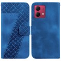 For Motorola Moto G84 7-shaped Embossed Leather Phone Case(Blue)