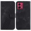 For Motorola Moto G84 7-shaped Embossed Leather Phone Case(Black)