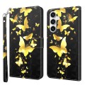 For Samsung Galaxy S23 FE 5G 3D Painting Pattern Flip Leather Phone Case(Gold Butterfly)
