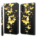For Samsung Galaxy A05s 3D Painting Pattern Flip Leather Phone Case(Gold Butterfly)