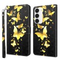 For Samsung Galaxy S24 5G 3D Painting Pattern Flip Leather Phone Case(Gold Butterfly)