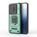 For Xiaomi 14 Sliding Camshield TPU + PC Shockproof Phone Case with Holder(Green)