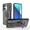 For Xiaomi Redmi Note 13 4G Global Sliding Camshield TPU + PC Shockproof Phone Case with Holder(Blac