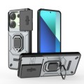 For Xiaomi Redmi Note 13 4G Global Sliding Camshield TPU + PC Shockproof Phone Case with Holder(Grey